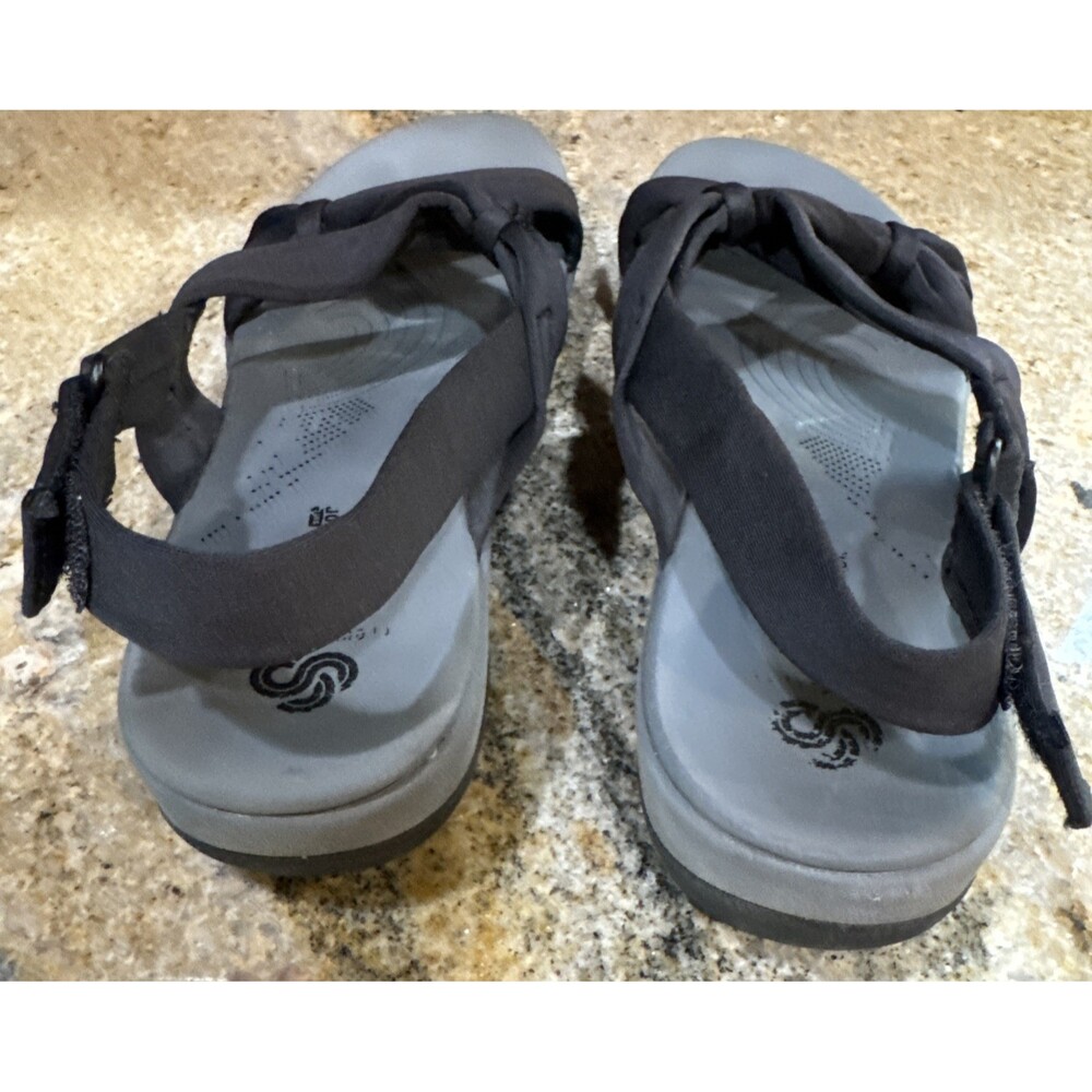 Clark’s Sandals Women’s Size 11 Black Cloudsteppers Cushion Wedge Heel Strappy - Picture 3 of 6